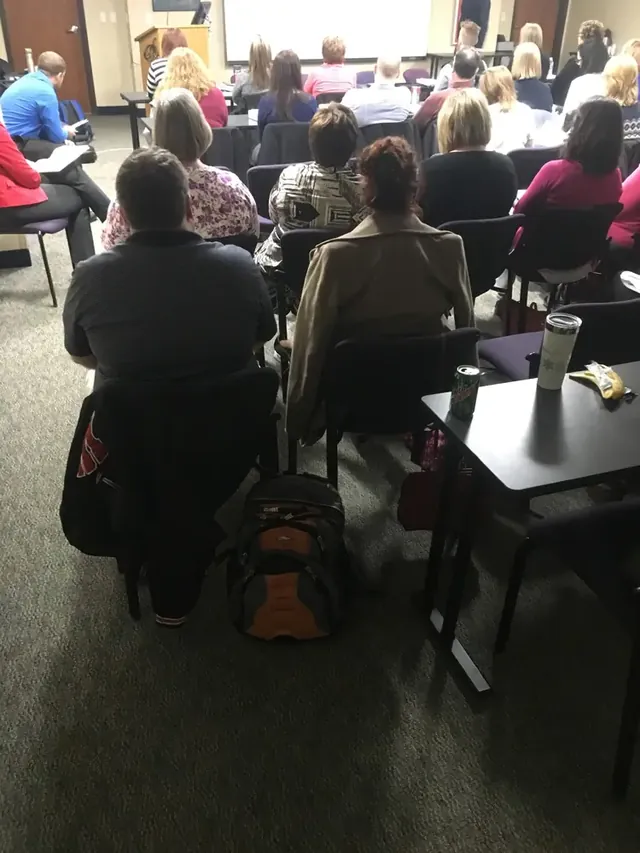 Training participants viewed from the back of the room