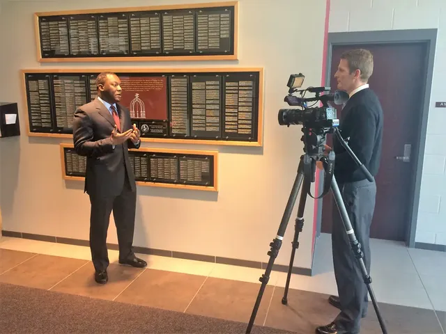 Kevin being filmed for a television interview