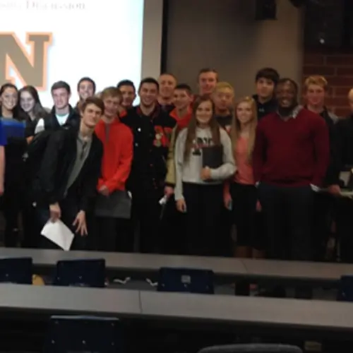 Student-athletes taking part in social media training